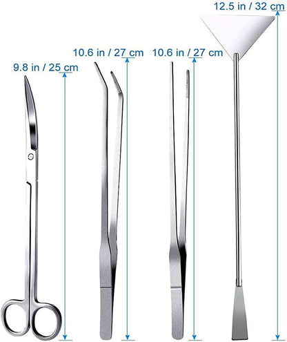 4‑in‑1 Aquascaping Tool Kit 🌿🐠 Stainless Steel Tweezers, Scissors & Spatula Set