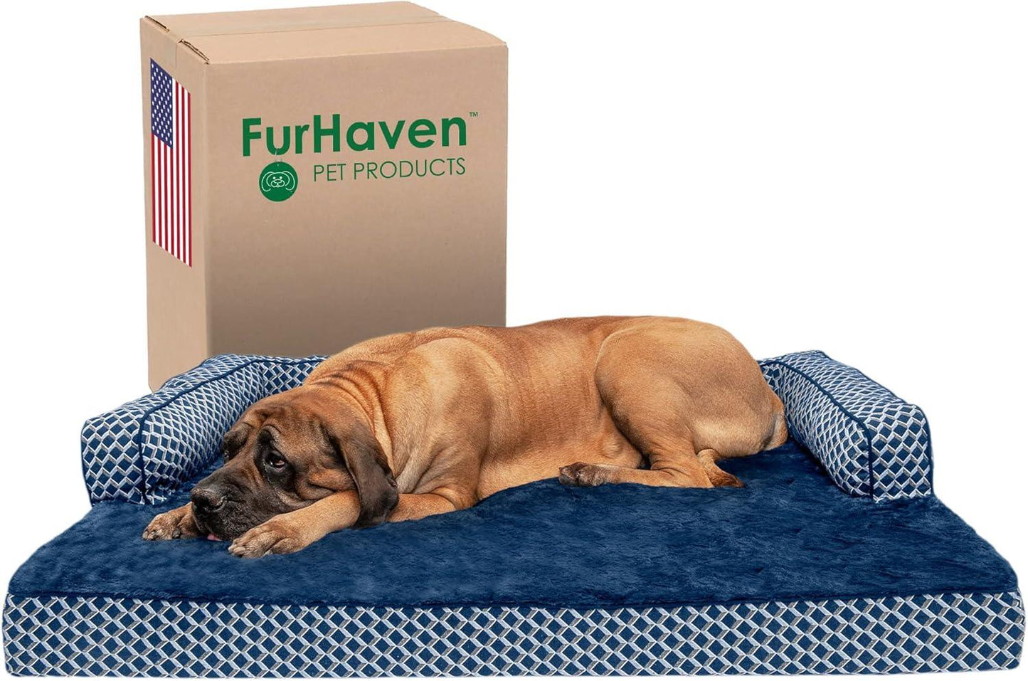 “Furhaven Cozy Couch Bed 🐶💤 Orthopedic Support for Sweet Snoozers”