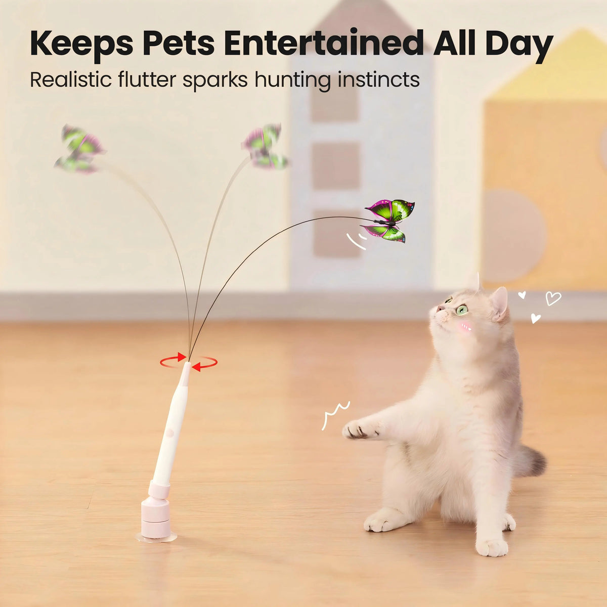 Unleash Your Cat's Playful Spirit with the Rotating Butterfly Interactive Toy - USB Rechargeable Fun for All Ages!