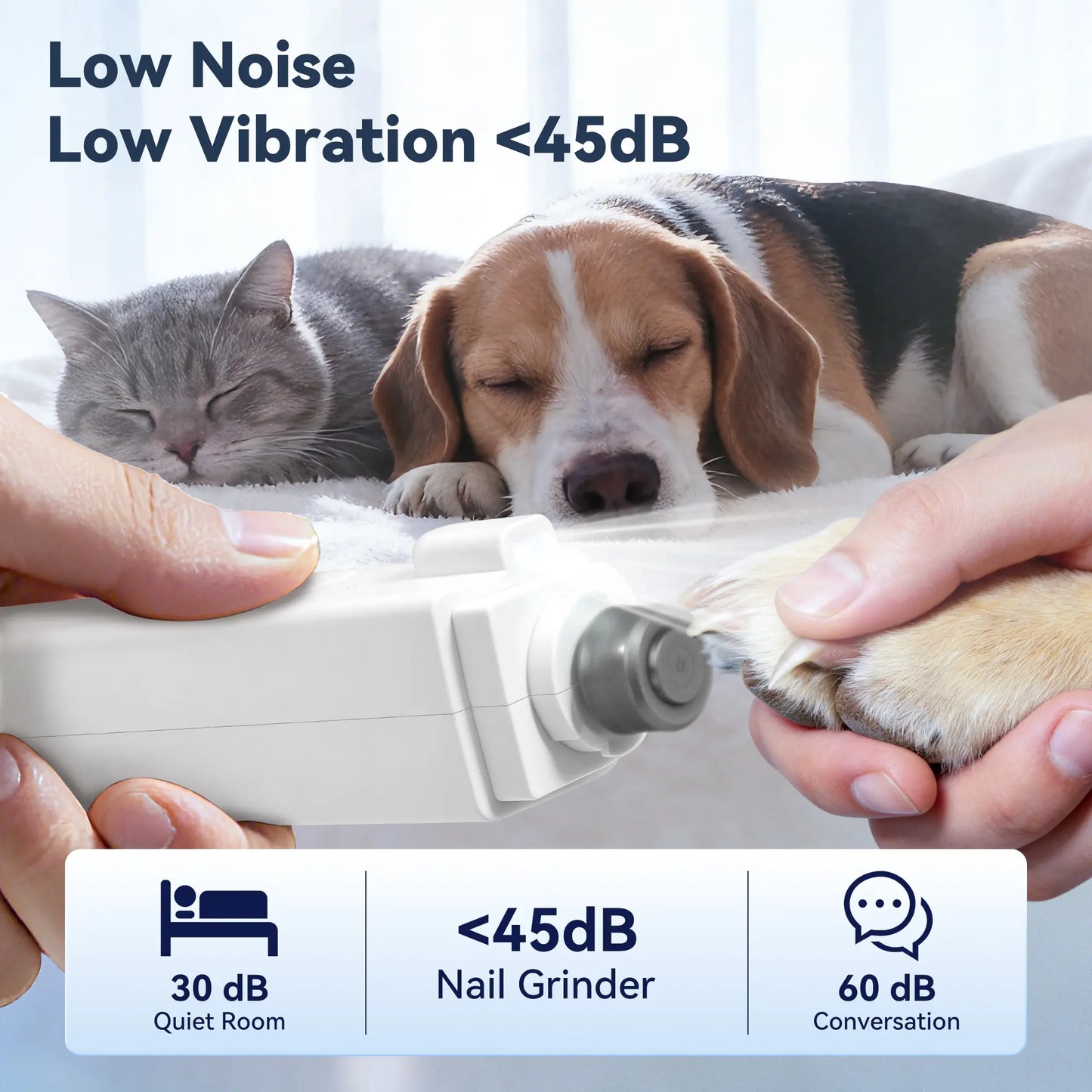 Ultimate 2-in-1 Pet Nail Clipper & Grinder with LED Light - Rechargeable, Quiet, 3 Speeds, Safety Lock & Splash Guard for Dogs & Cats