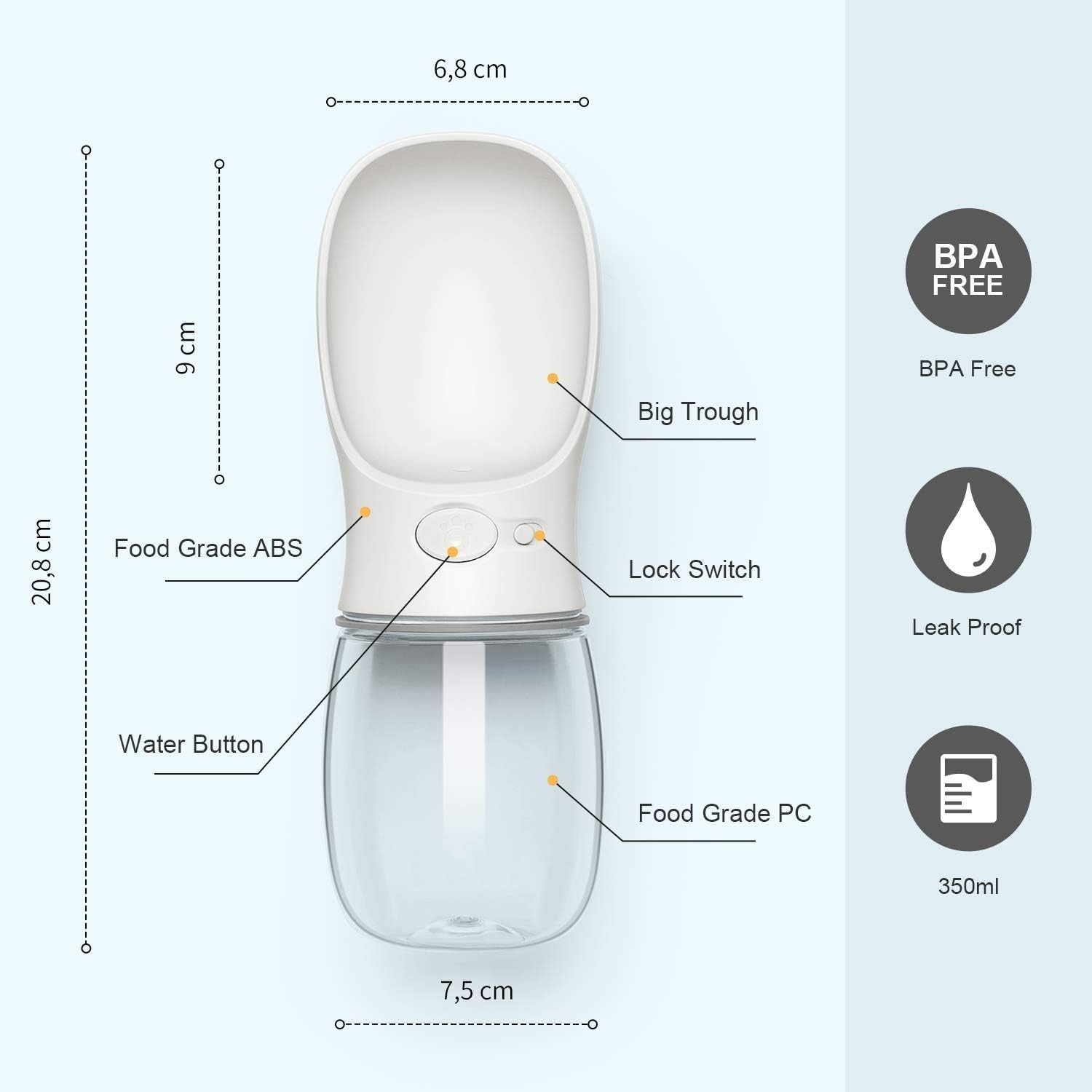 Portable Dog Water Bottle 💧🐾 Leak‑Proof Travel Dispenser w/ One‑Key Return Flow