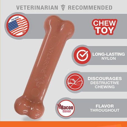 Nylabone Power Chew Bones 🦴🔥 Tough Nylon Twin Pack – Bacon & Chicken, Medium Dogs