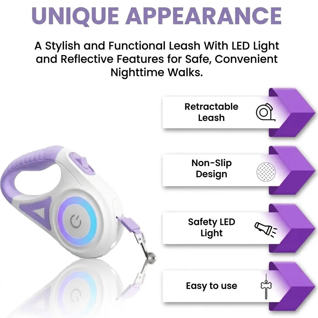 Illuminate Your Night Walks with the Pawzseek LED Retractable Dog Leash – A Game Changer for Safety and Style!