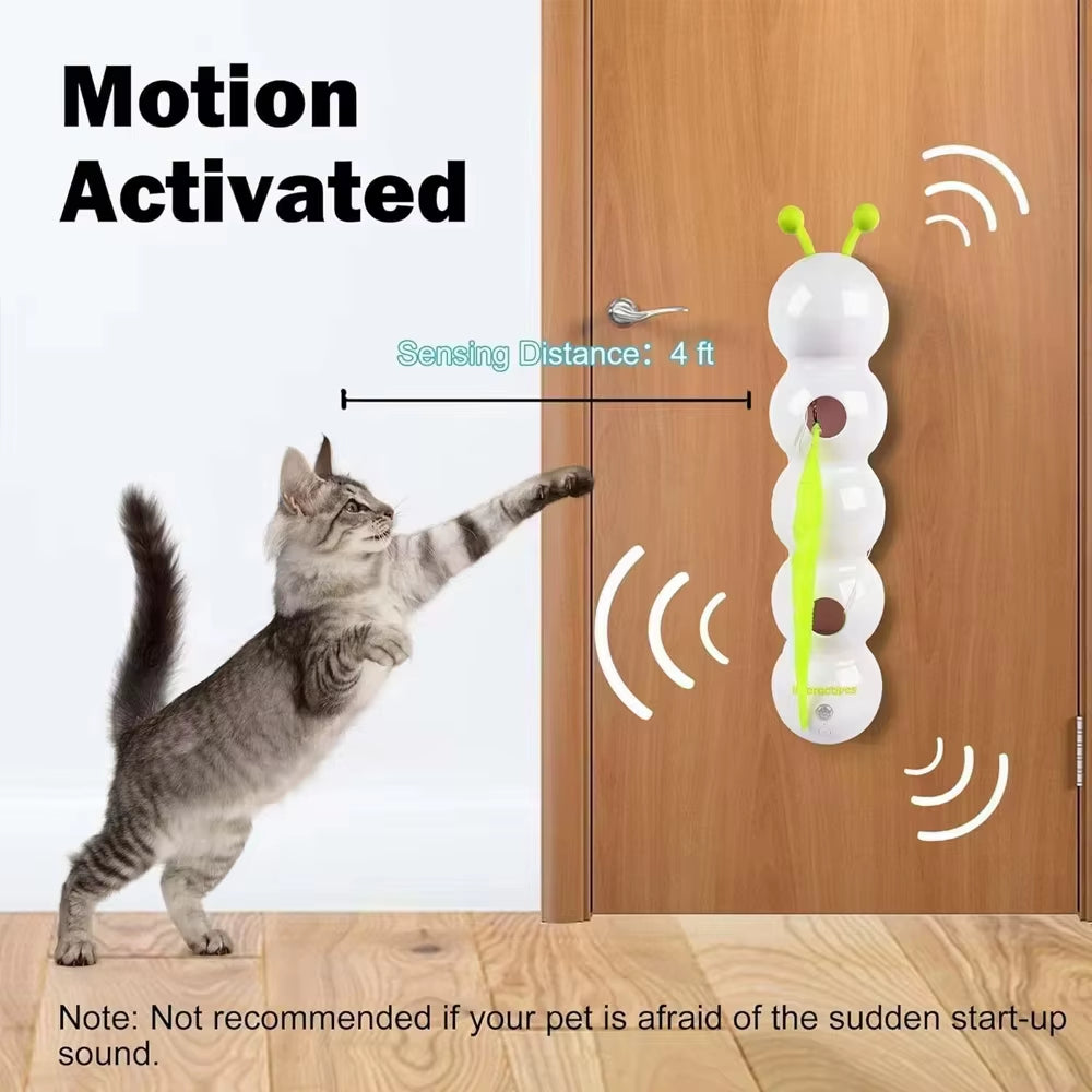 🐛⚡ Caterpillar Motion‑Activated Cat Toy — Wack‑A‑Worm Rechargeable Teasing Post with Tail