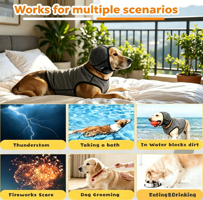 Dog Ear Muffs for Noise Protection - Comfortable Adjustable Ear Wrap for Calming Dogs During Fireworks, Bathing, and Swimming