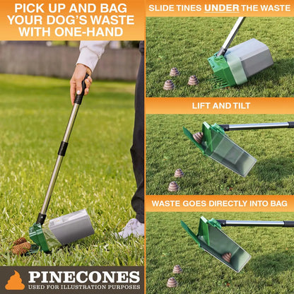 Neater Pets Lift N' Bag Dog Pooper Scooper - 31" Extended Reach, Effortless One-Handed Use, Extra-Large USA-Made Bags