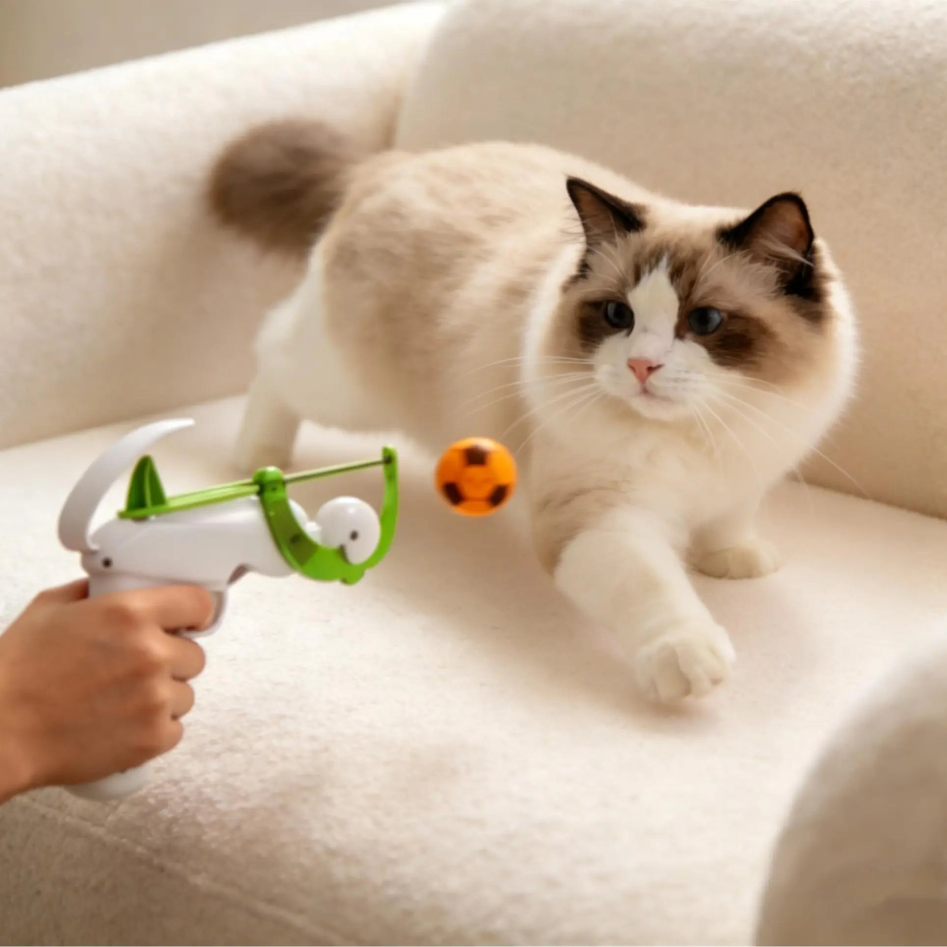 FIFA Official Interactive Cat Ball Launcher – Endless Fetch Fun for Active Play and Hunting Instincts