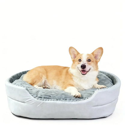 GTPLAYER Plush Dog Bed - Comfortable & Washable Pet Sofa with Waterproof Base, Non-Slip Design for Small to X-Large Dogs - Grey Color