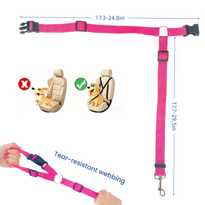 Adjustable 2-Pack Cute Dog Seat Belt Leash for Safe Car Travel