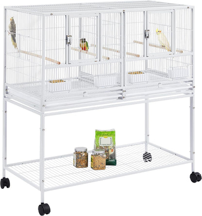 🐦🏠 Yaheetech 41.5" Stackable Divided Breeder Bird Cage — Rolling Stand, Divider, Feeding Doors & Perches (Black)