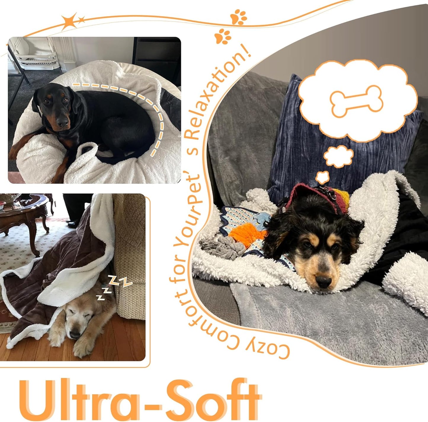 Luxury Black Fleece Dog Blanket for Large Dogs - Soft, Washable, Perfect for Couch, Sofa, Car Seats & Beds - 50x60 Inches