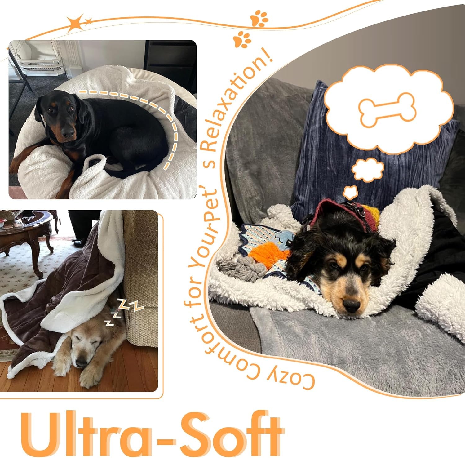 Luxury Black Fleece Dog Blanket for Large Dogs - Soft, Washable, Perfect for Couch, Sofa, Car Seats & Beds - 50x60 Inches