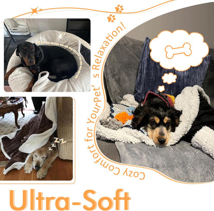 Luxury Black Fleece Dog Blanket for Large Dogs - Soft, Washable, Perfect for Couch, Sofa, Car Seats & Beds - 50x60 Inches