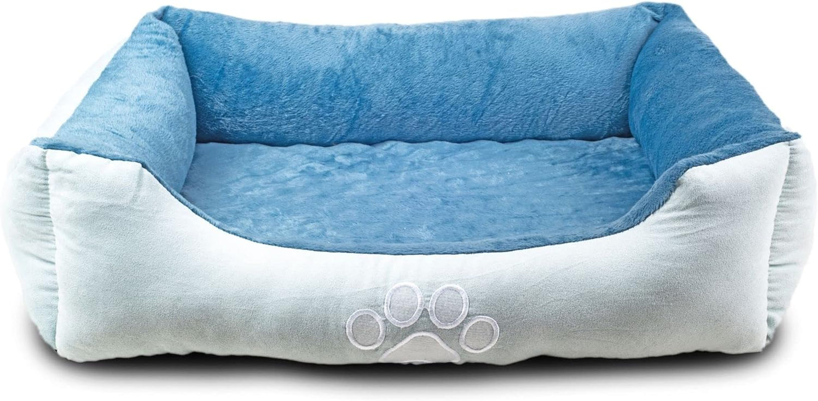 Orthopedic Dog Bed 🐶💤 Reversible Bolster Sofa w/ Washable Cover – Blue Suede/Mink