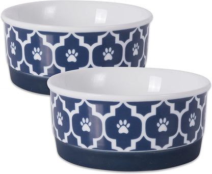 Ceramic Non‑Skid Pet Bowls 🍽️🐾 Set of 2 Lattice Design for Cats & Dogs – 4.25"