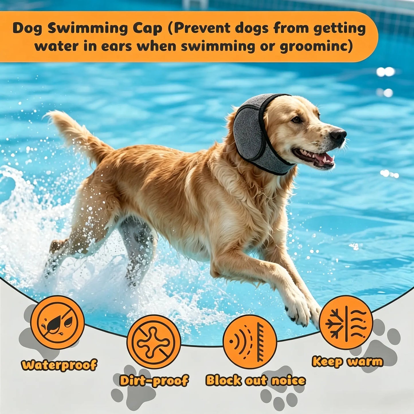 Dog Ear Muffs for Noise Protection - Comfortable Adjustable Ear Wrap for Calming Dogs During Fireworks, Bathing, and Swimming