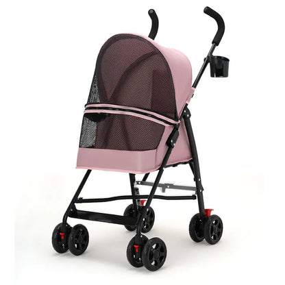 Zoravellion Premium Lightweight Foldable Pet Stroller for Small Dogs & Cats - Durable & Comfortable Travel Carrier with Breathable Mesh & Cup Holder