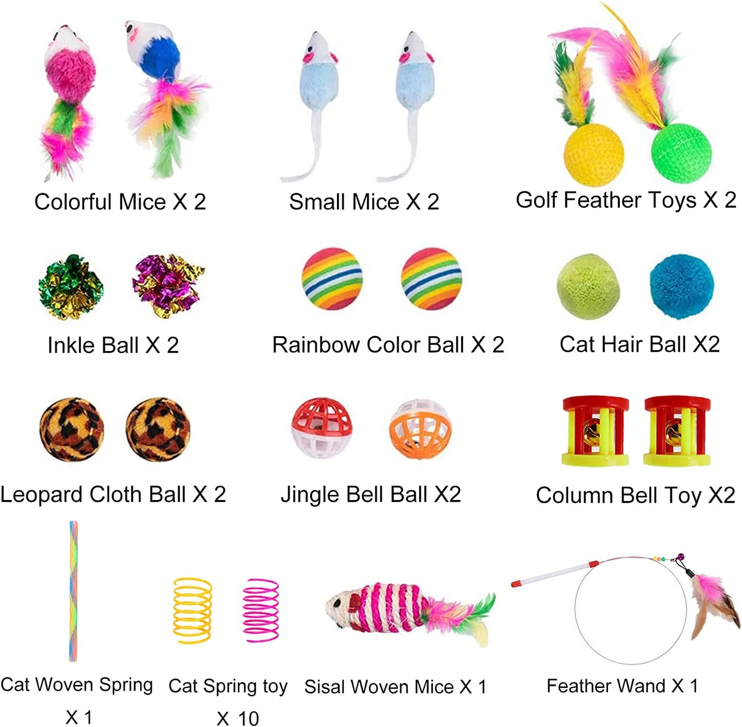 Ultimate 32-Piece Interactive Cat Toys Set - Foldable Rainbow Tunnel, Feather Teasers, Crinkle Balls & More for Hours of Fun!