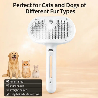 CATMUSE 3-in-1 Self-Cleaning Steam Deshedding Brush - Ultimate Grooming & Massage Tool for Cats & Dogs of All Coat Types