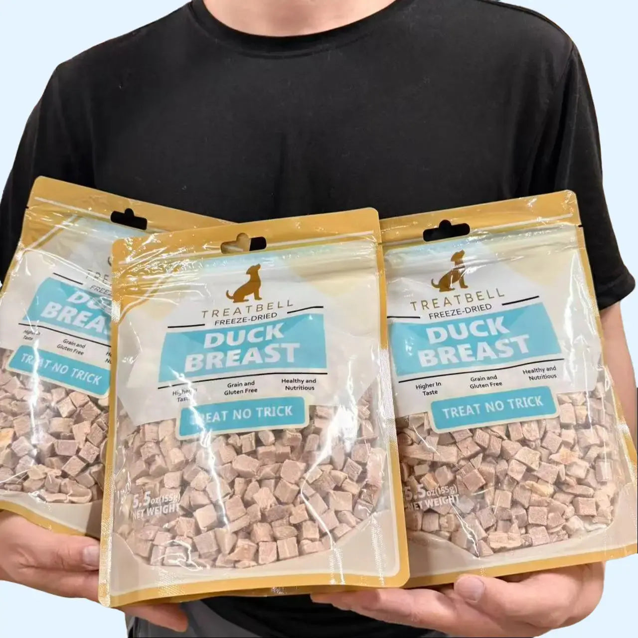 Premium 100% Duck Freeze-Dried Dog and Cat Treats - Grain-Free, High-Protein, Single-Ingredient - Perfect for Training, Puppies, and Kittens - 3 Bags (16.5 Oz Each)