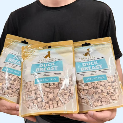 Premium 100% Duck Freeze-Dried Dog and Cat Treats - Grain-Free, High-Protein, Single-Ingredient - Perfect for Training, Puppies, and Kittens - 3 Bags (16.5 Oz Each)