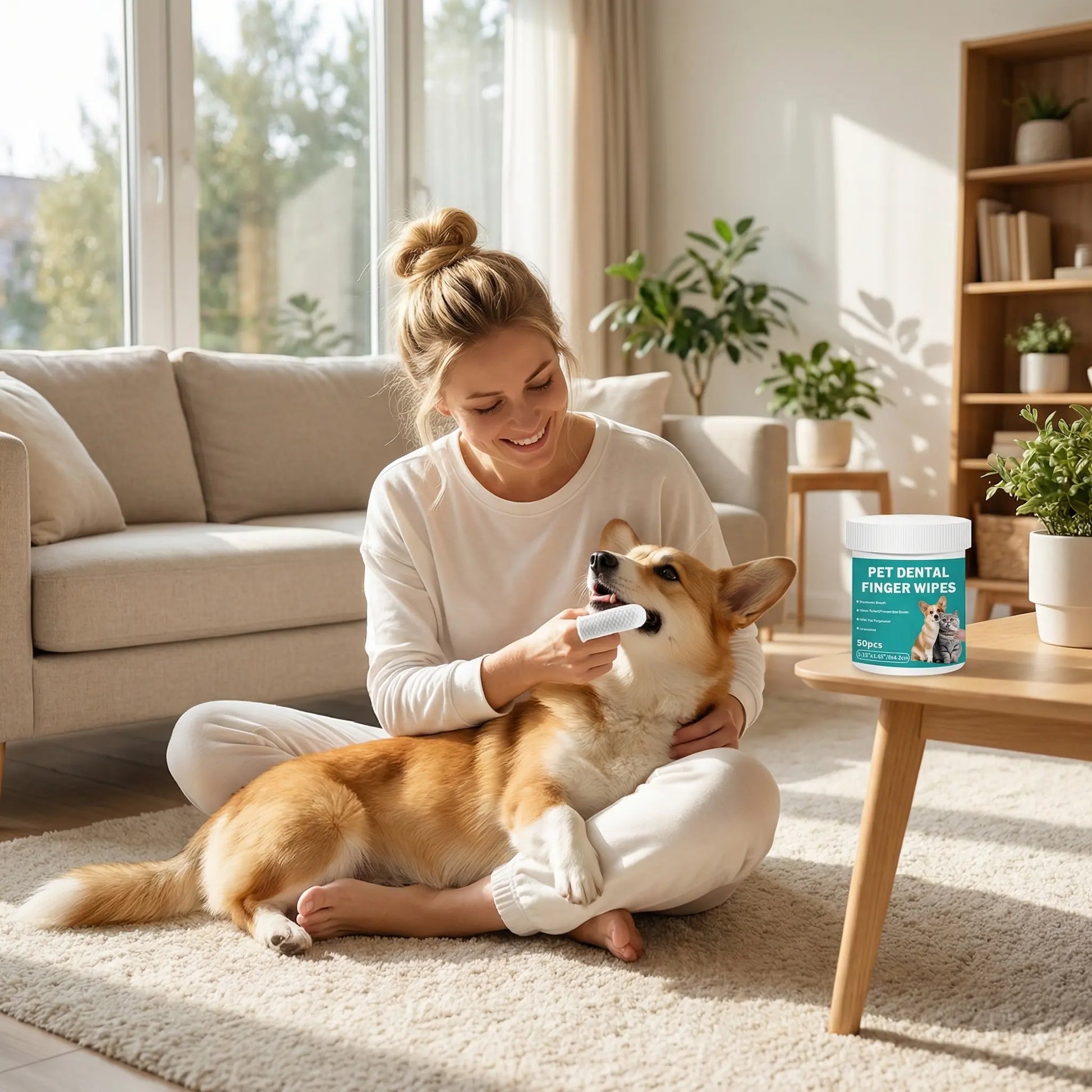 Happy Pup Life Pet Dental Wipes - 50-Count No-Rinse Finger Toothbrush Set for Dogs & Cats - Easy, Gentle Cleaning & Grooming Kit for Healthy Teeth & Ears - Perfect Travel Size