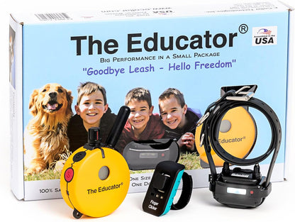 Humane E-Collar ET-402 Dog Training Collar for 2 Dogs - Yellow, Remote Controlled, 100 Safe Stimulation Levels, Waterproof & Rechargeable, 3/4 Mile Range
