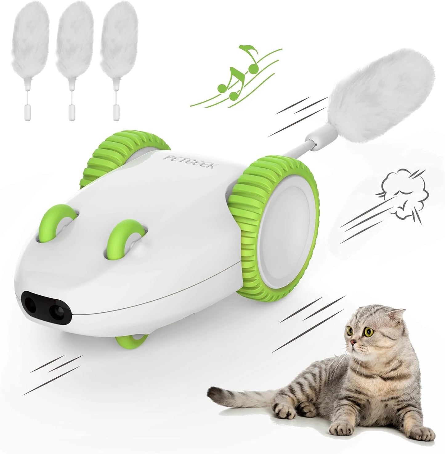 🐭⚡ Hidey Mouse Electronic Cat Toy — Motion Teasing, Squeaky Mouse, Catnip‑Filled Fun (Green)