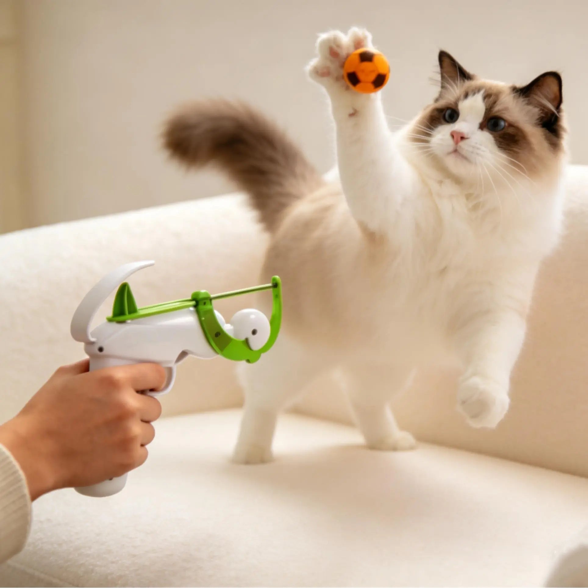 FIFA Official Interactive Cat Ball Launcher – Endless Fetch Fun for Active Play and Hunting Instincts