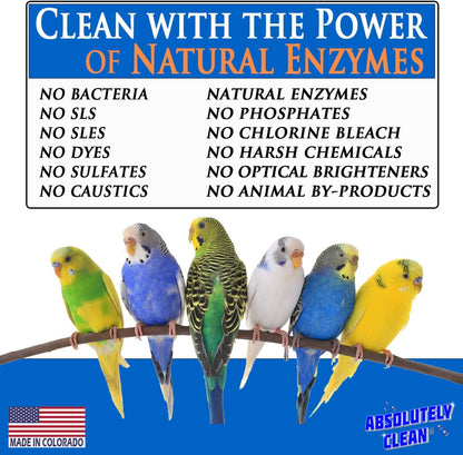 Absolutely Clean Bird Cage Cleaner 🐦✨ Enzyme Poop Remover & Odor Eliminator 16oz