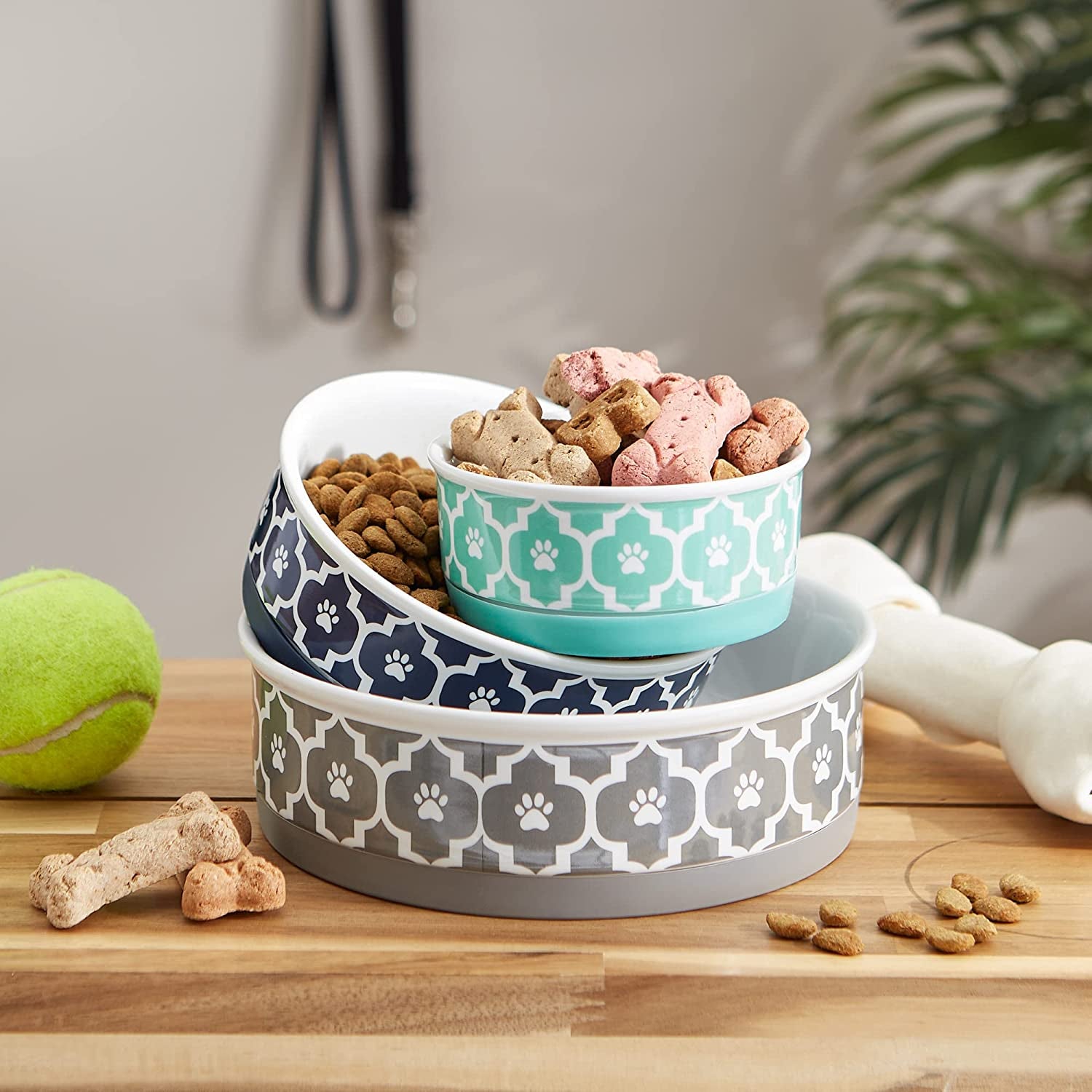 Ceramic Non‑Skid Pet Bowls 🍽️🐾 Set of 2 Lattice Design for Cats & Dogs – 4.25"
