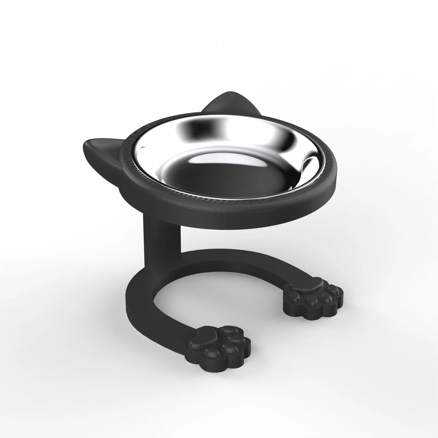 Elevated Stainless Steel Cat Bowl with Anti-Slip Stand - Whisker Friendly Feeder for Senior Cats and Small Puppies - Easy Clean & Portable Design