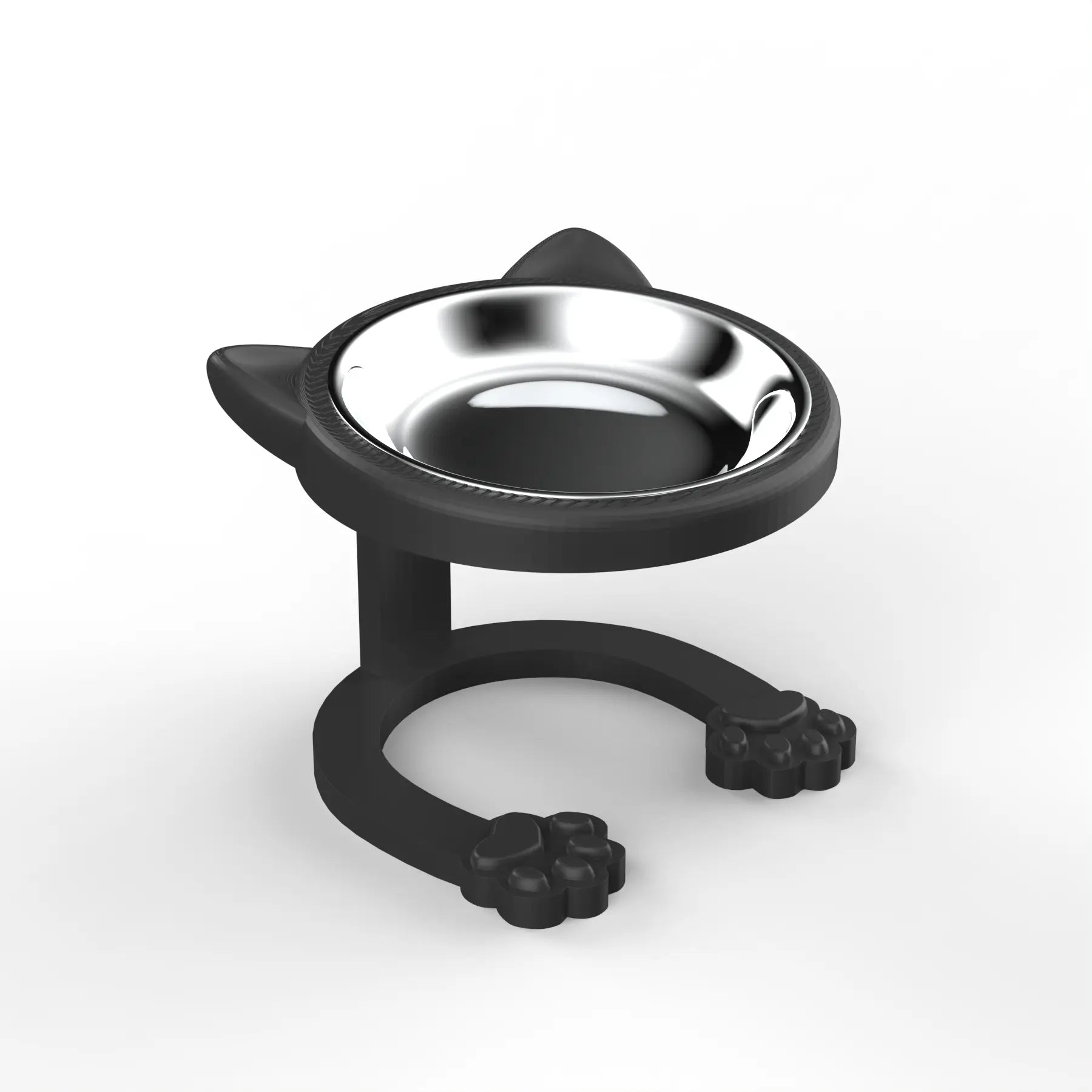 Elevated Stainless Steel Cat Bowl with Anti-Slip Stand - Whisker Friendly Feeder for Senior Cats and Small Puppies - Easy Clean & Portable Design