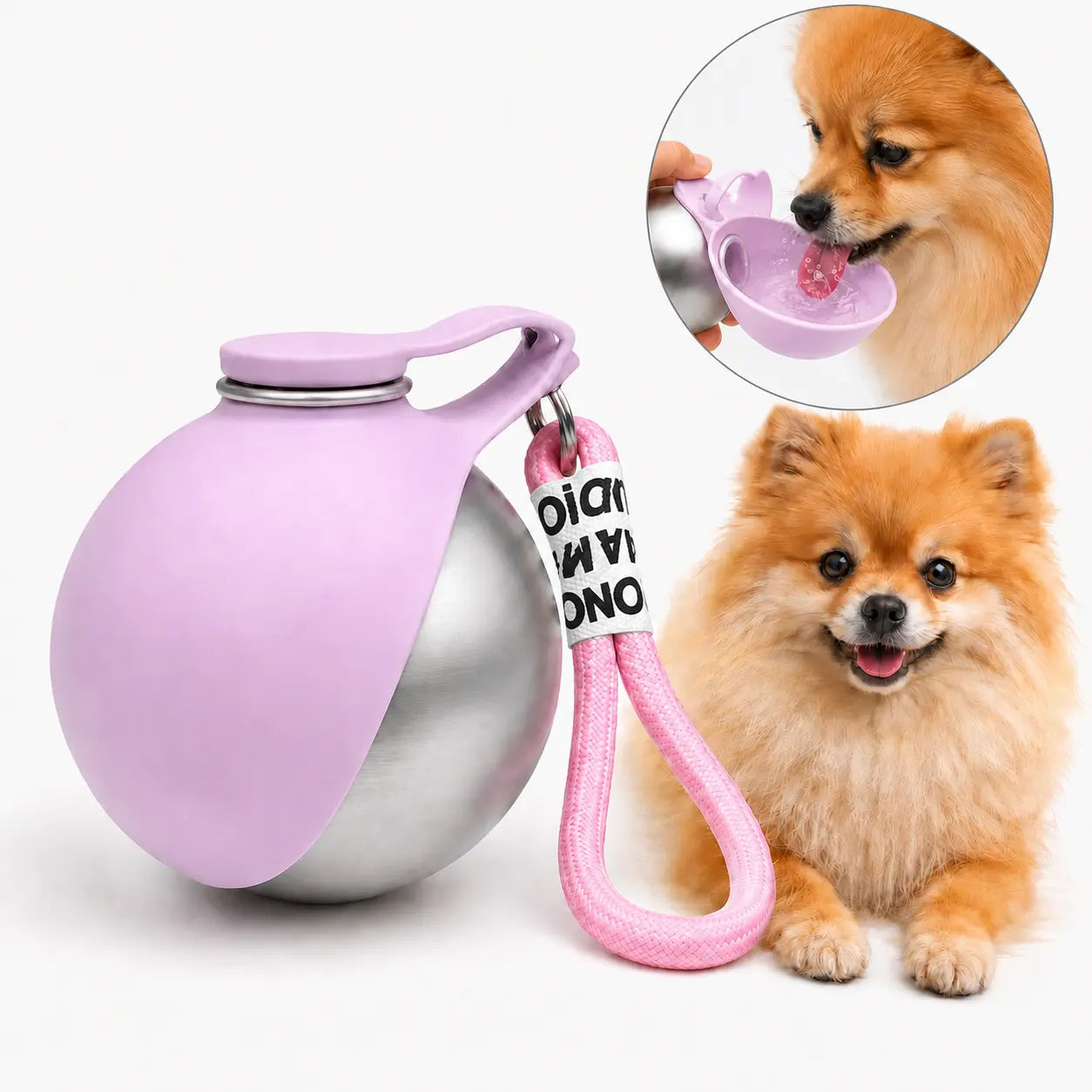 Portable Stainless Steel Pet Water Bottle with Poop Bag Holder - Leak-Proof 285Ml Travel Dispenser for Dogs & Cats