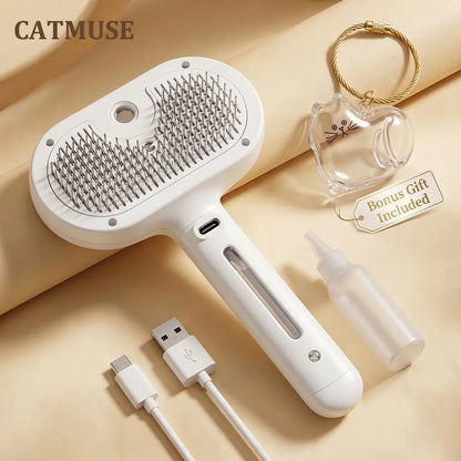 CATMUSE 3-in-1 Self-Cleaning Steam Deshedding Brush - Ultimate Grooming & Massage Tool for Cats & Dogs of All Coat Types