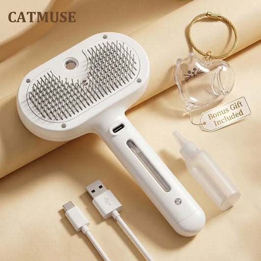 CATMUSE 3-in-1 Self-Cleaning Steam Deshedding Brush - Ultimate Grooming & Massage Tool for Cats & Dogs of All Coat Types
