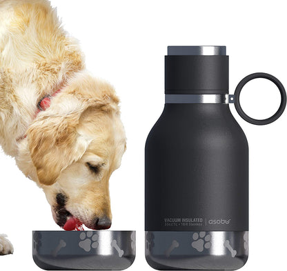 Dog Buddy Bottle 🐾✨ Stainless Steel Insulated Water Bottle with Detachable Dog Bowl & Treat Storage
