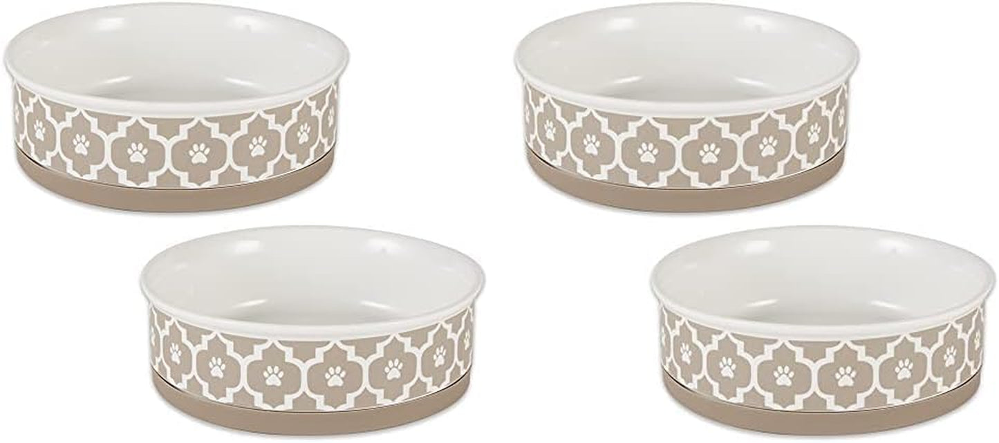 Ceramic Non‑Skid Pet Bowls 🍽️🐾 Set of 2 Lattice Design for Cats & Dogs – 4.25"