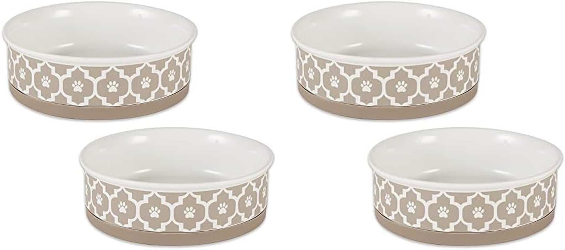 Ceramic Non‑Skid Pet Bowls 🍽️🐾 Set of 2 Lattice Design for Cats & Dogs – 4.25"