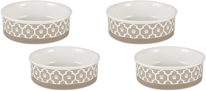 Ceramic Non‑Skid Pet Bowls 🍽️🐾 Set of 2 Lattice Design for Cats & Dogs – 4.25"