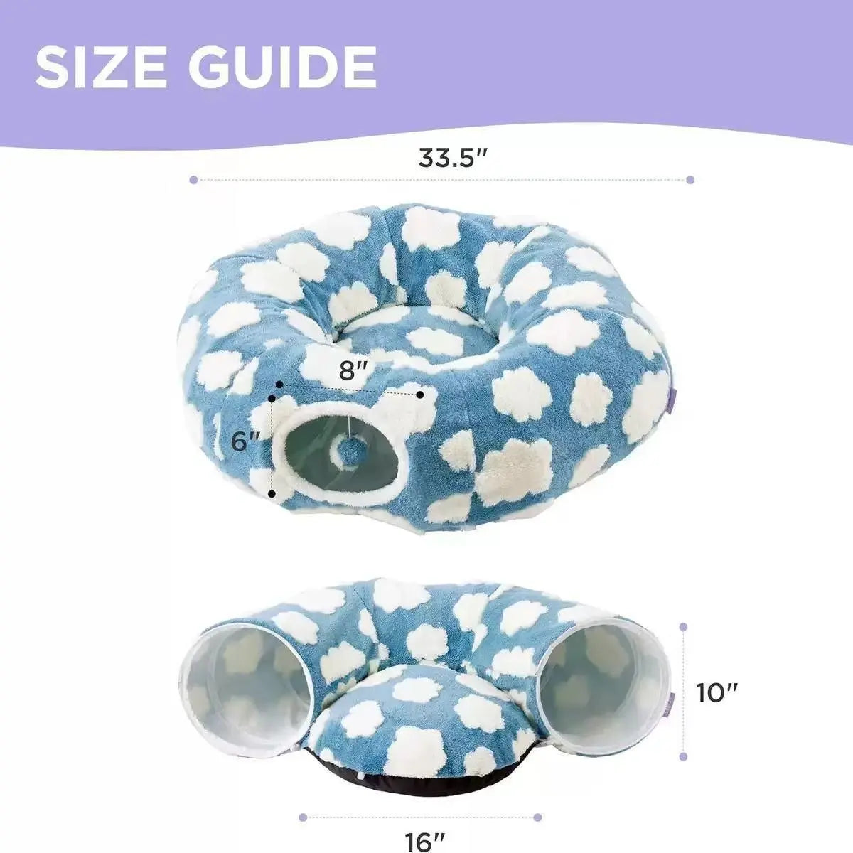Cozy Cute Pet Tunnel Bed with Blanket - Plush Peek-A-Boo Cave for Dogs & Cats of All Sizes