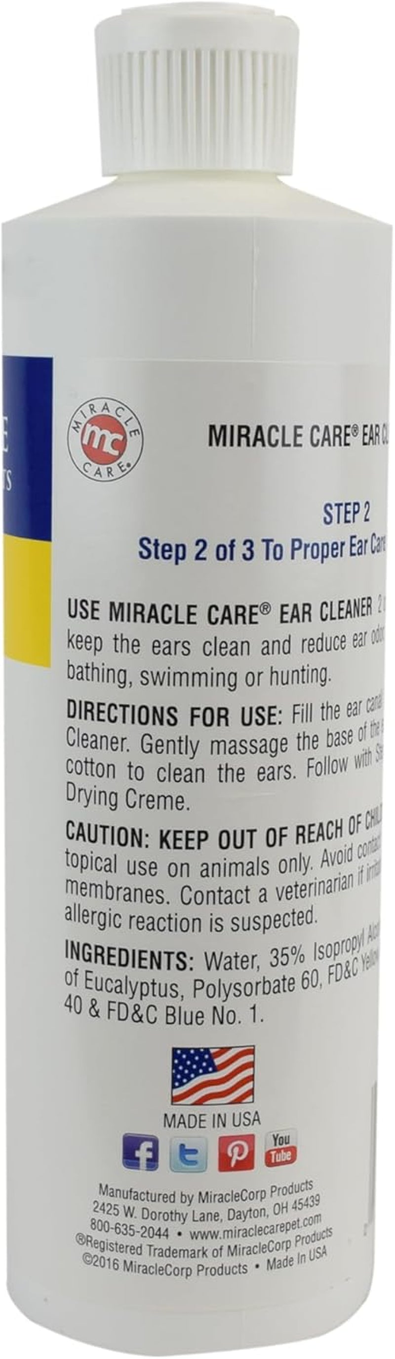 Miracle Care Ear Cleanser 🧼🐾 16oz Gentle Odor‑Reducing Ear Wash for Dogs & Cats