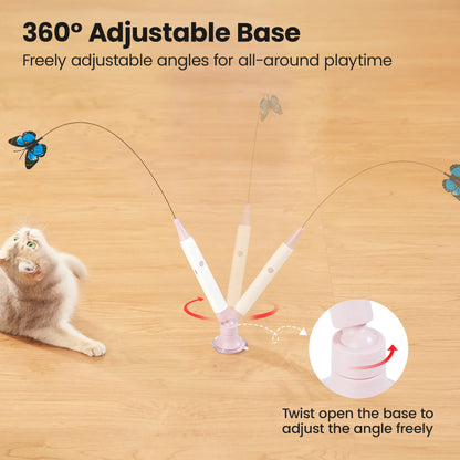 Potaroma Interactive Non-Toxic Butterfly Cat Wand - Electric Spinning Toy with Rechargeable USB, Suction Cup, and Self-Play Modes for Endless Fun!