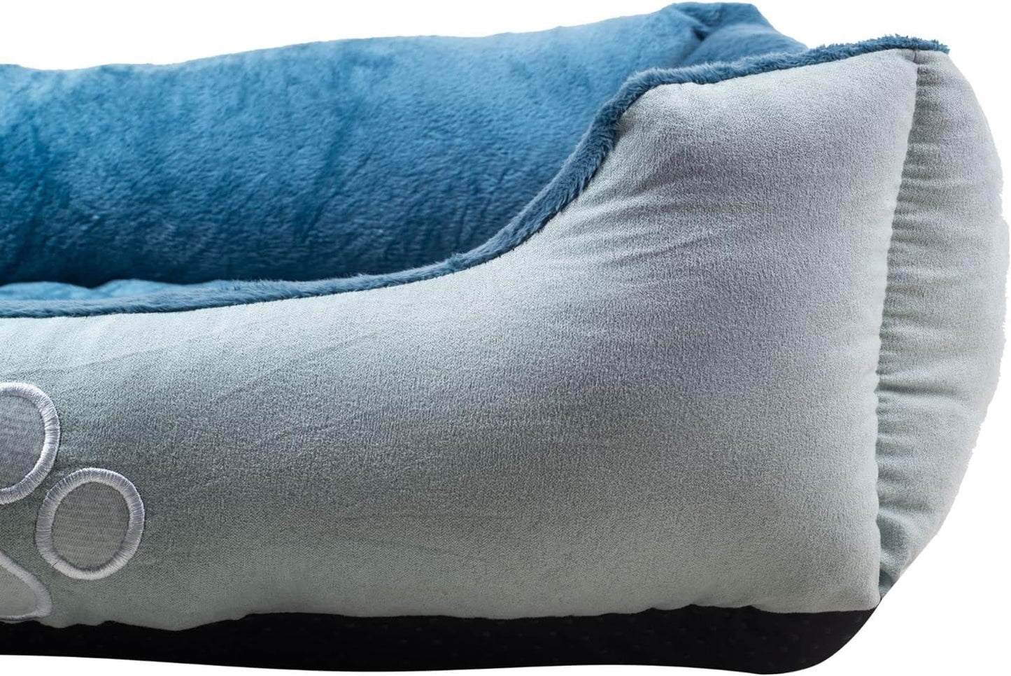 Orthopedic Dog Bed 🐶💤 Reversible Bolster Sofa w/ Washable Cover – Blue Suede/Mink