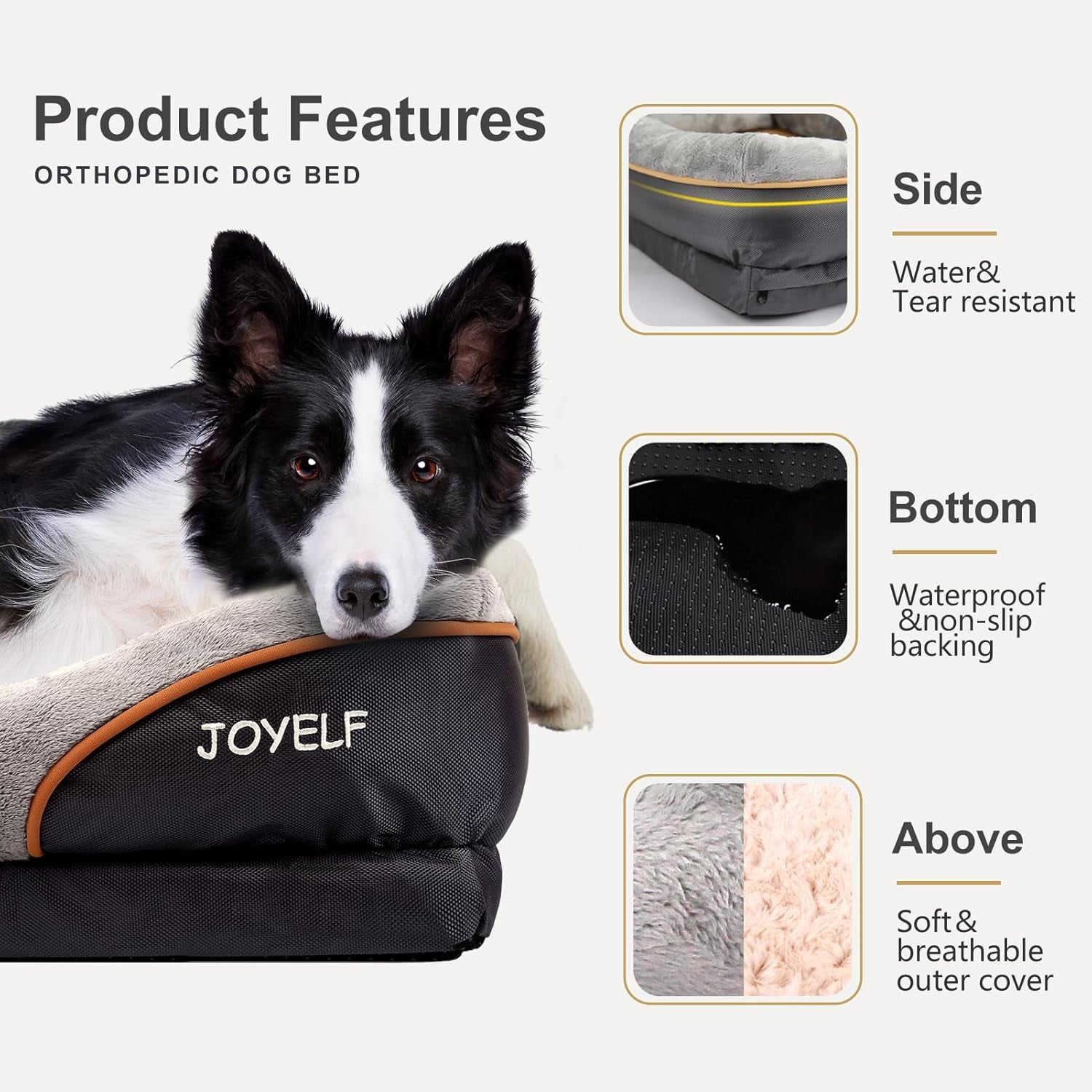 JOYELF Orthopedic Dog Bed 🐾💤 Memory Foam Sofa w/ Bolsters & Washable Cover