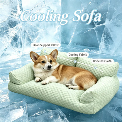 Luxurious Cooling Sofa for Dogs & Cats - Ice Bean Fabric with Soothing Massage Beads for Ultimate Comfort! Perfect for Small to Medium Pets!