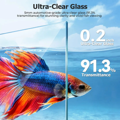 PAWGIANT 2.5 Gallon Nano Nature Aquarium Kit - Ultra-Clear Rimless Desktop Tank with Smart Temp Control, Light & Silent Multi-Layer Filter for Betta Fish