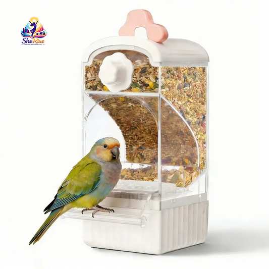 BUCATSTATE Large-Capacity Automatic Bird Feeder - Spill-Free Transparent Design with Auto Dispense and Husk Filter for Budgies