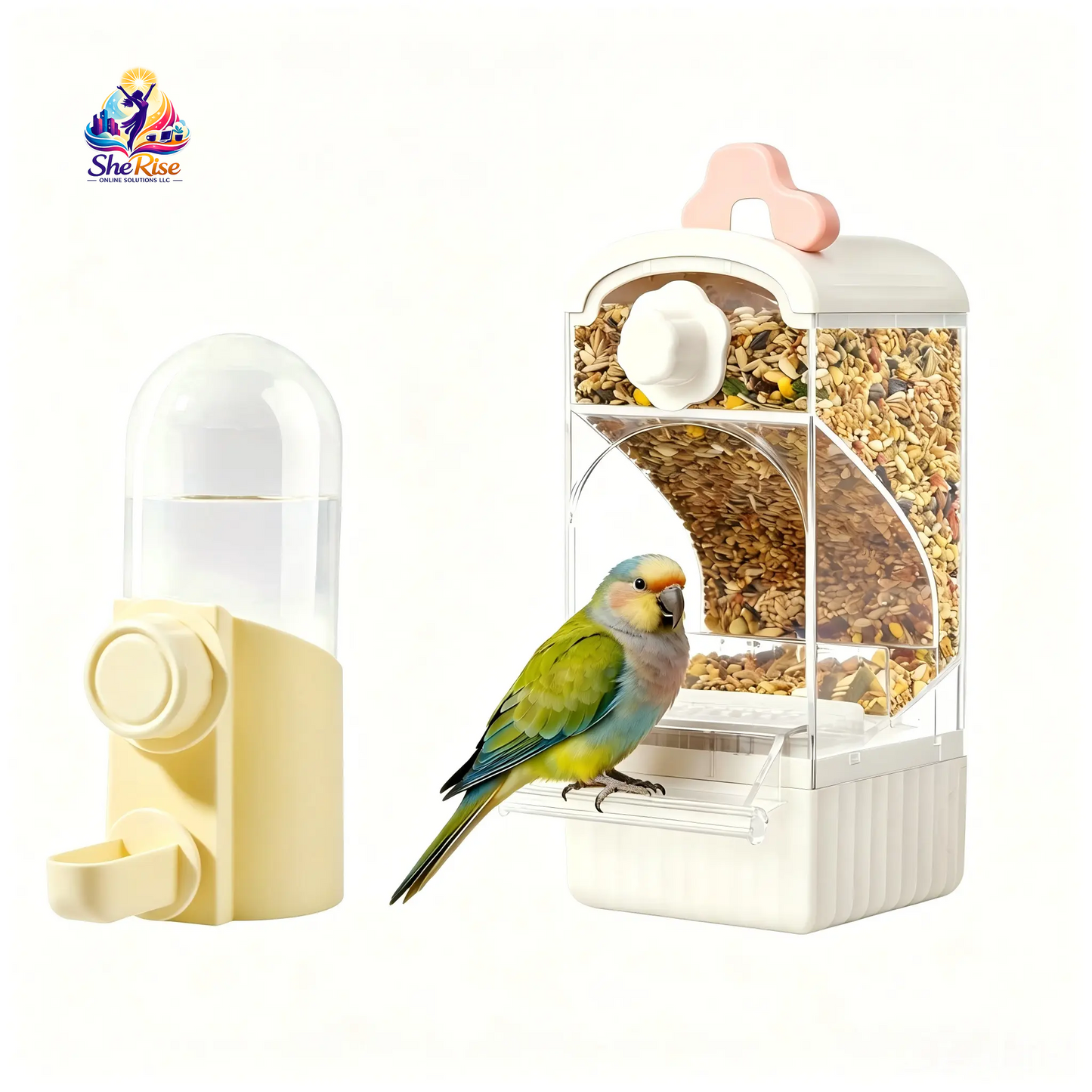 BUCATSTATE Large-Capacity Automatic Bird Feeder - Spill-Free Transparent Design with Auto Dispense and Husk Filter for Budgies