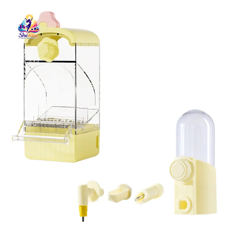 BUCATSTATE Large-Capacity Automatic Bird Feeder - Spill-Free Transparent Design with Auto Dispense and Husk Filter for Budgies